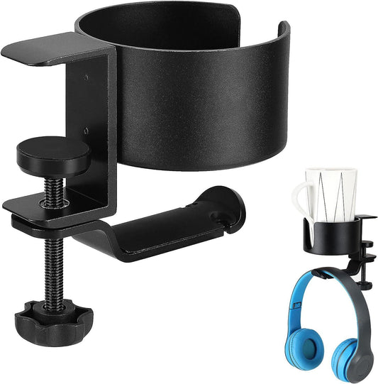 Everkeen Portavasos de escritorio 2 en 1 con soporte para colgar auriculares, - VIRTUAL MUEBLES