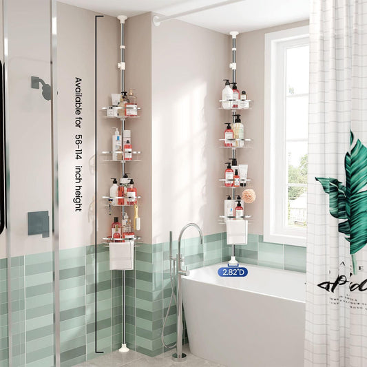 MAXIFFE Organizador de ducha esquinero estante de ducha esquinero con -  VIRTUAL MUEBLES