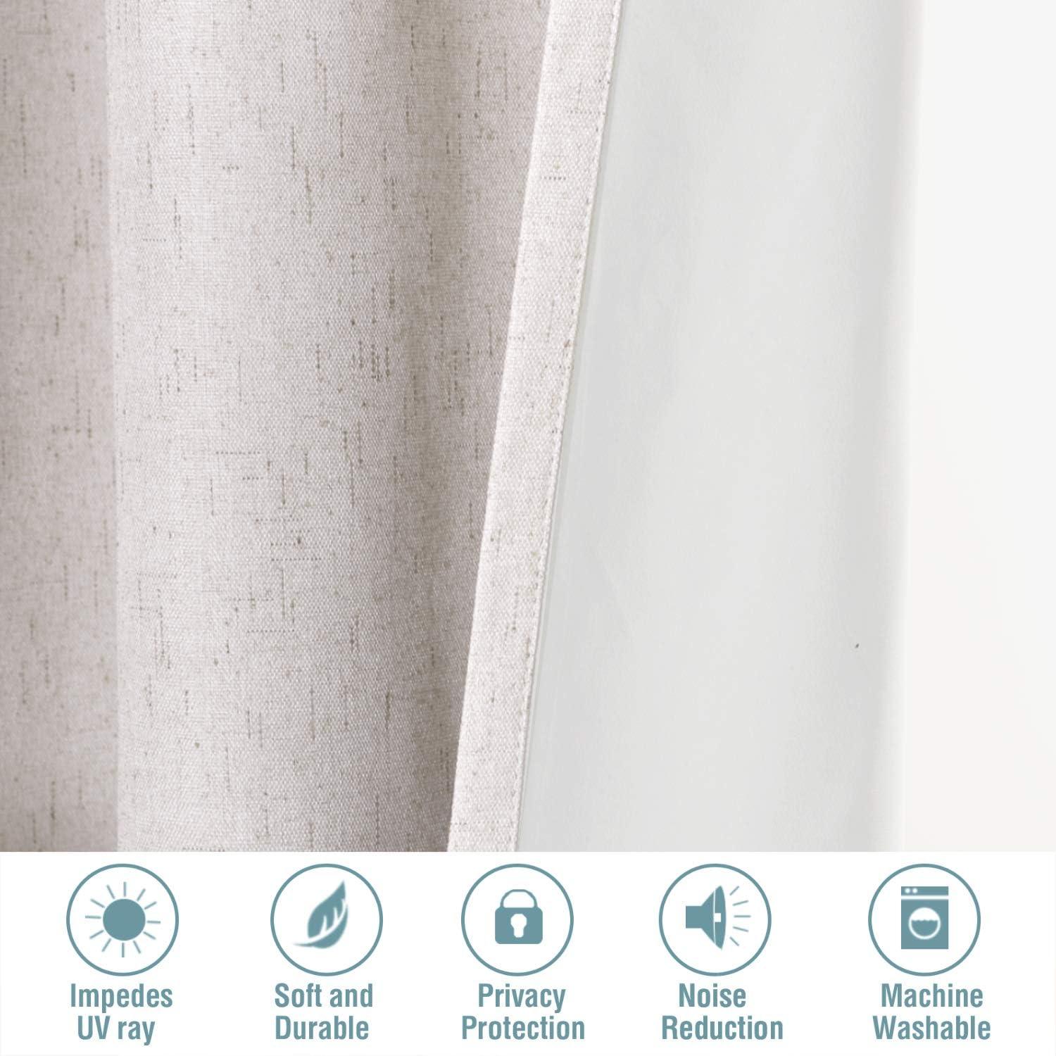 Cortinas opacas de lino 100% opacas, con aislamiento térmico, cortinas -  VIRTUAL MUEBLES