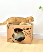 Casa plegable para gatos de dos pisos, caja de rascadores corrugados de doble