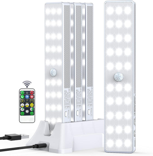 Luz de armario de 30 LED con estación de carga, luces con sensor de movimiento