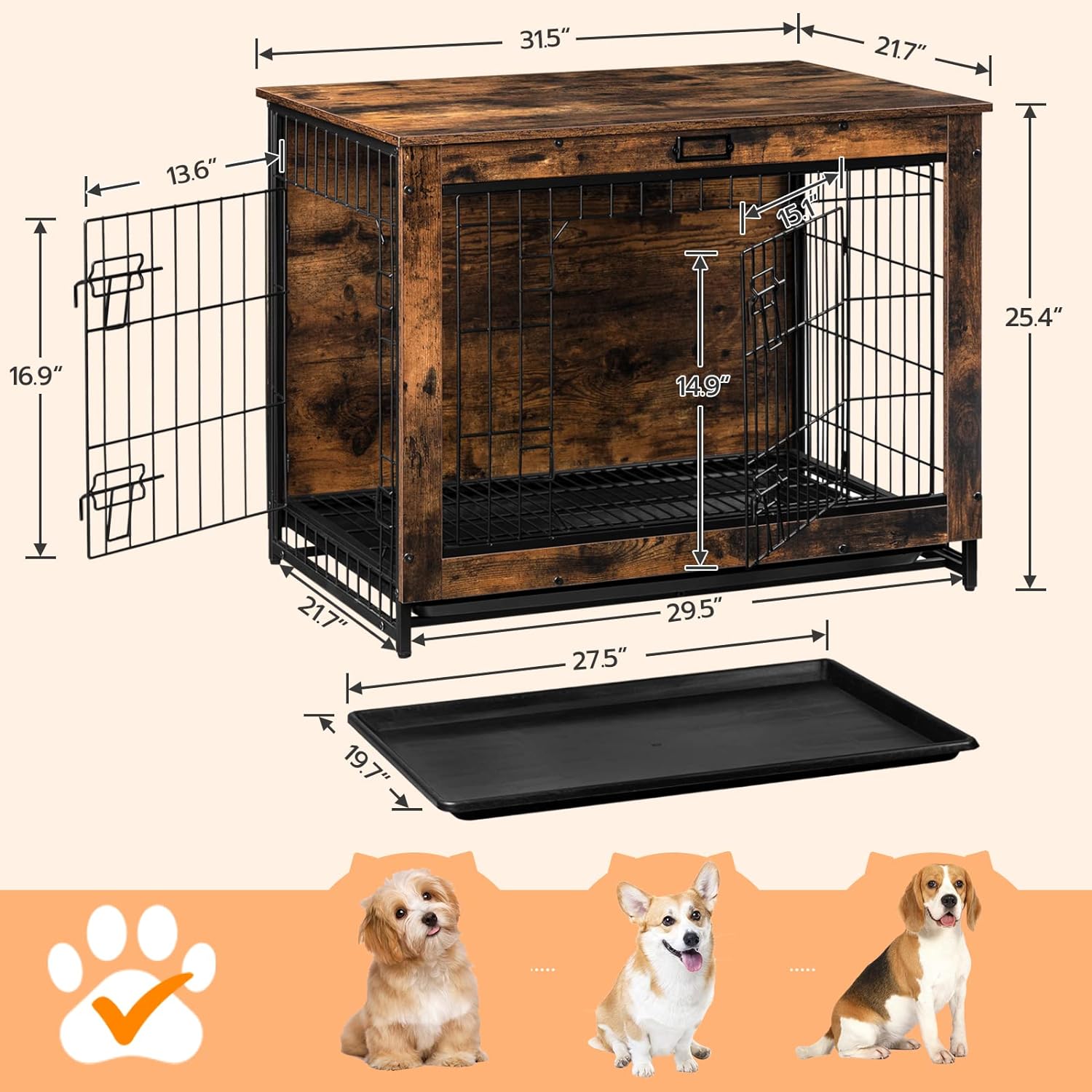 Muebles de jaula para perros, perrera grande, muebles de madera para mascotas