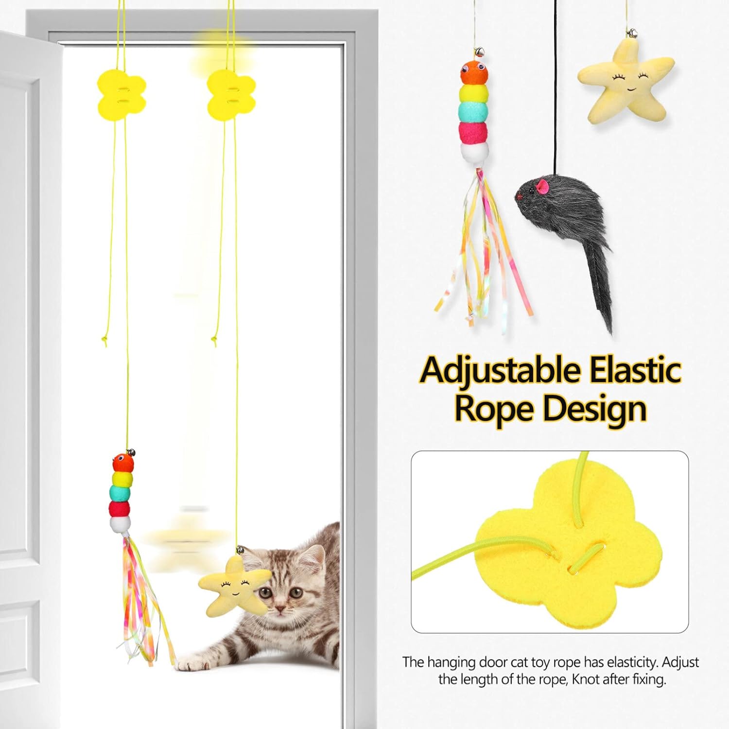 Juguete para gatos con puerta colgante, 6 piezas interactivas para gatos,