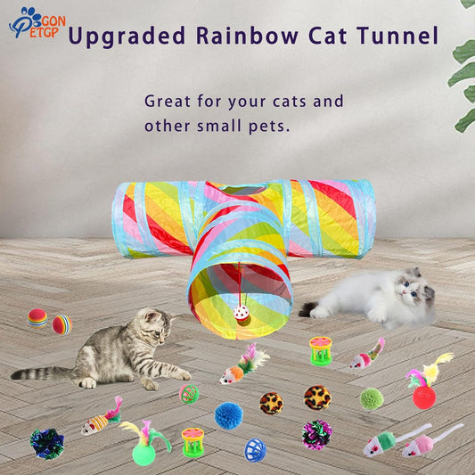 Juguetes para gatos, juguetes para gatos de interior, túneles plegables para
