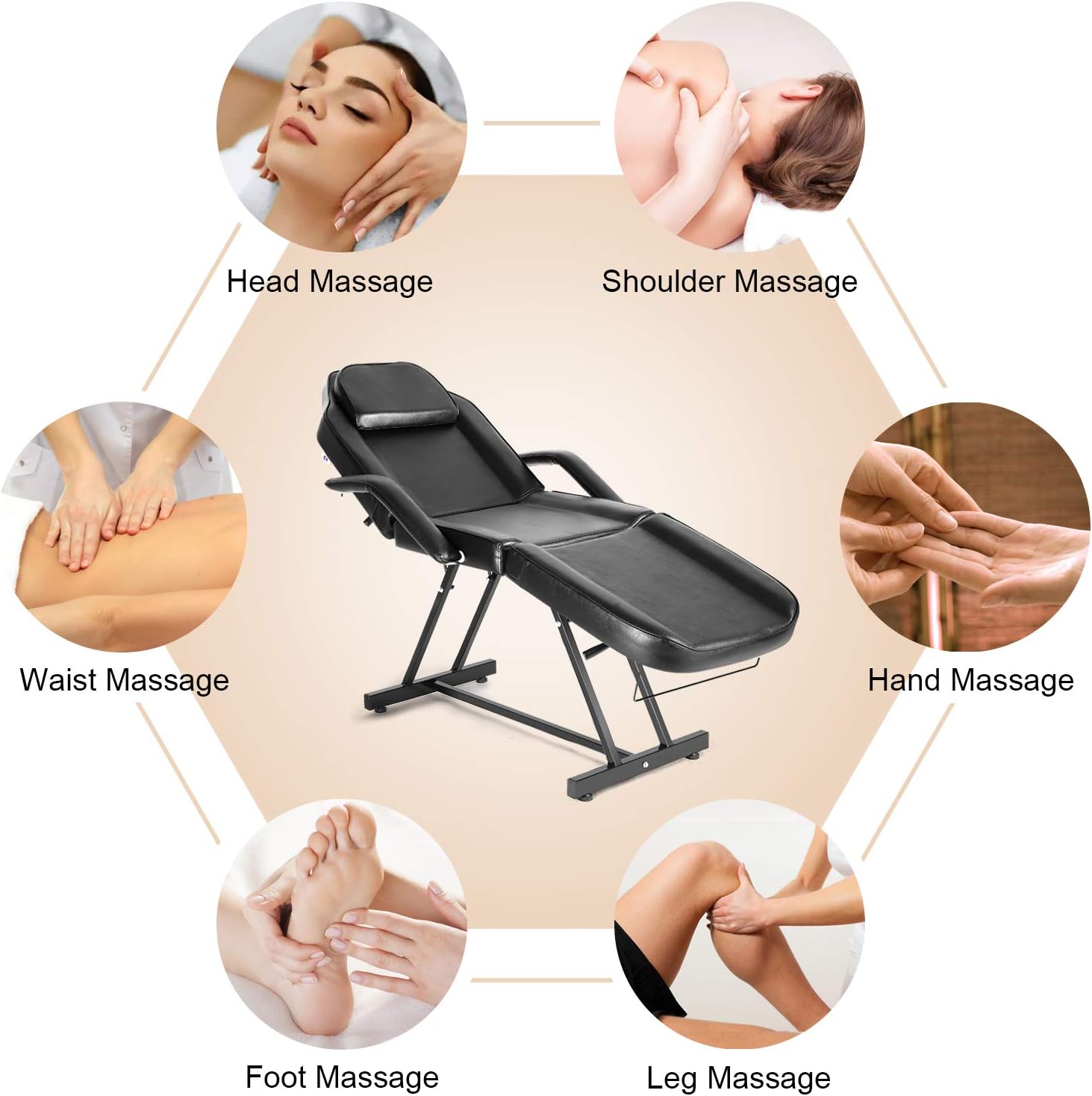 Mesa de masaje de cama facial, silla ajustable para tatuajes, con cama de