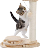 Rascador de madera para gatos con bolas interactivas y bola colgante