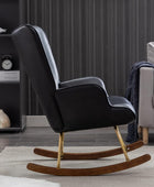 Mecedora tapizada de cuero para guardería, silla mecedora con respaldo copetudo