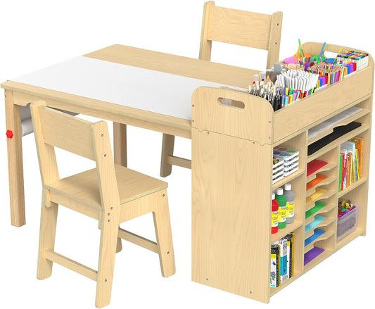 Juego de mesa y sillas de arte para niños, mesa de manualidades con escritorio