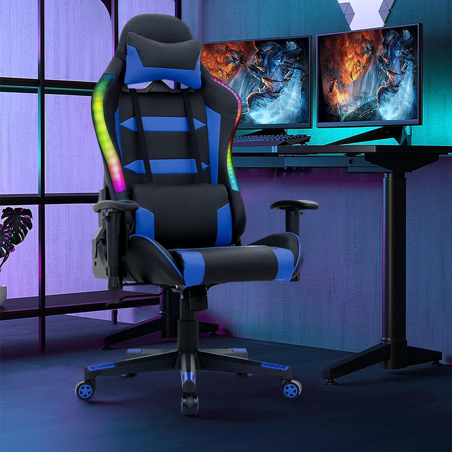 Silla de juegos RGB silla ergonómica de videojuegos con luz LED silla de