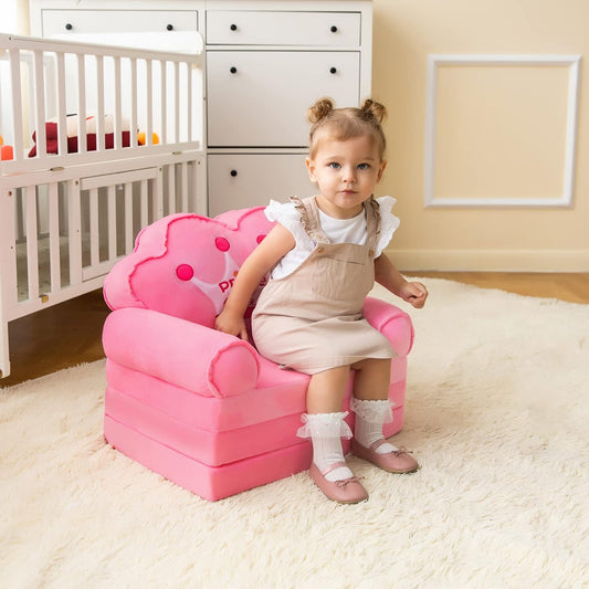 MOONBEEKI Sofá plegable para niños, silla plegable de princesa para niños