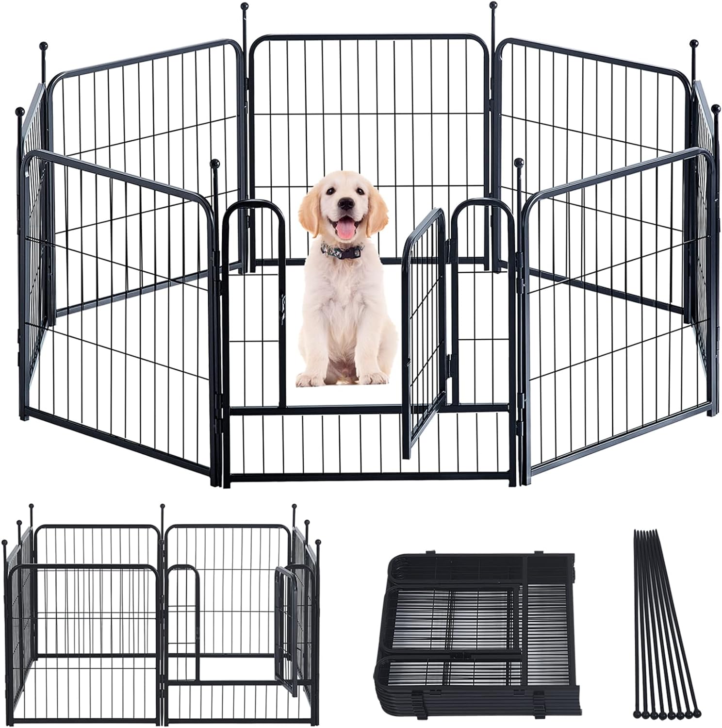  GDKASRNY Corralito portátil para perros, valla de ejercicio de  metal resistente para mascotas, corral para interiores y exteriores, corral  para mascotas para perros pequeños, medianos y grandes, corral de  campamento para