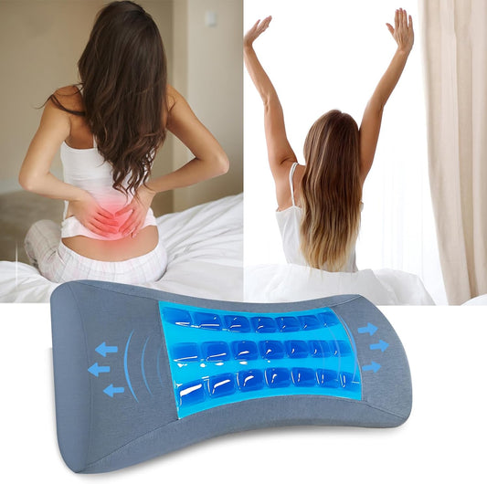 Almohada de apoyo lumbar de gel para aliviar el dolor de espalda baja, almohada