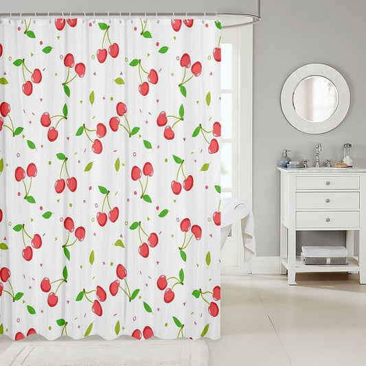 Cortinas de ducha de tela de cerezo rojo, cortina de ducha para niños y niñas, - VIRTUAL MUEBLES