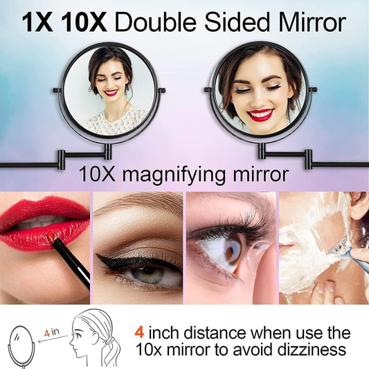 Espejo de maquillaje montado en la pared, espejo de aumento 1X10X, espejo de - VIRTUAL MUEBLES