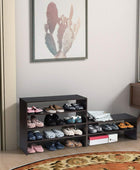 Giantex Zapatero 3 en 1, estantes de madera de 5 niveles para zapatos, cubo de