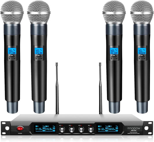 Sistema de micrófono inalámbrico de 4 canales, micrófono inalámbrico de metal