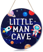 Letrero de madera con texto en inglés Little Man de la cueva del hombre, con - VIRTUAL MUEBLES