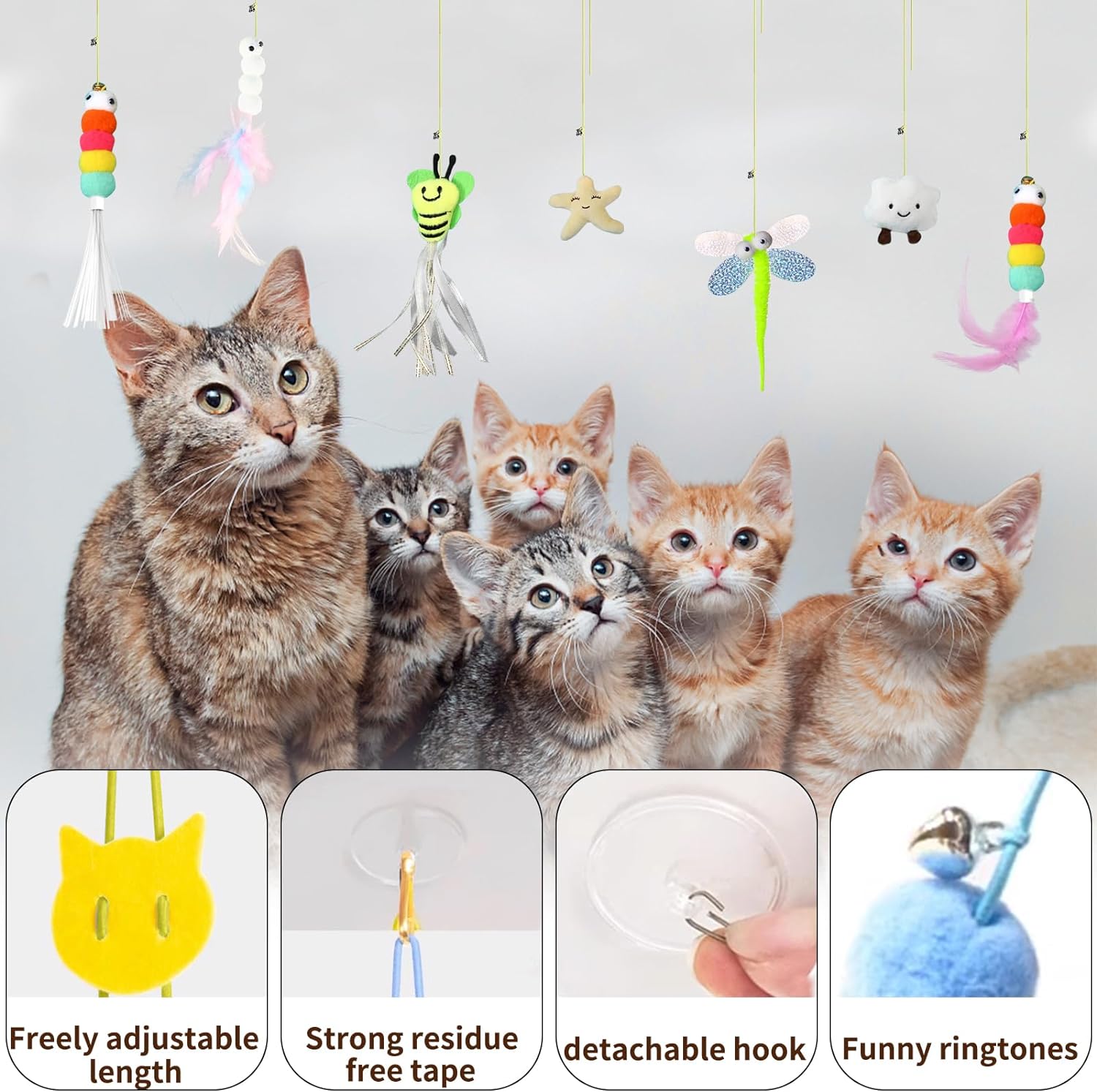 JEChrochen Juguetes para gatos, 7 piezas interactivas de plumas para gatos,