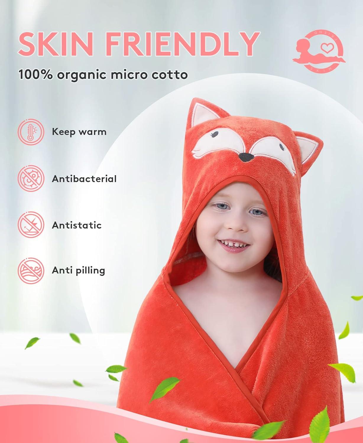 Toalla con capucha para niños, 100% algodón, ultra suave, con diseño único de - VIRTUAL MUEBLES