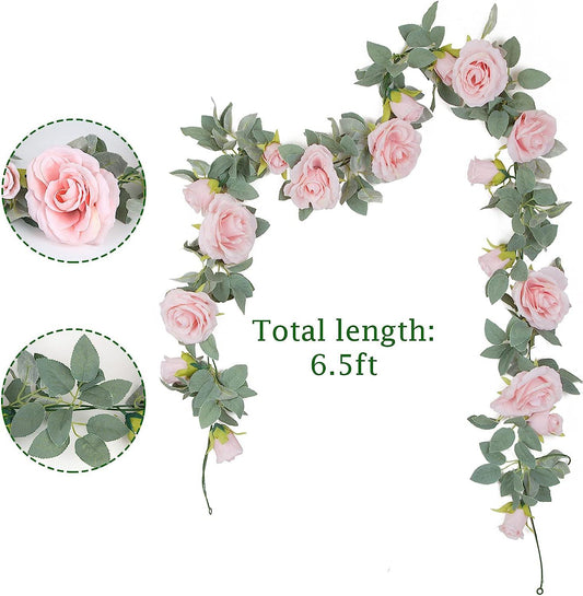 4 unidades (26 pies), guirnalda de flores artificiales de seda falsa, para - VIRTUAL MUEBLES