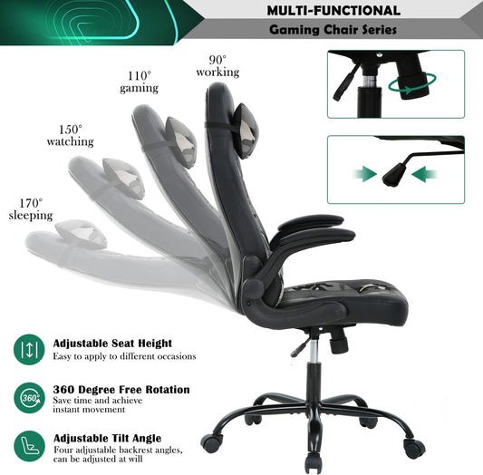 Silla ergonómica para videojuegos, silla de escritorio de oficina con respaldo