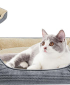 Camas lavables para gatos de interior con cojín extraíble reversible, fácil de