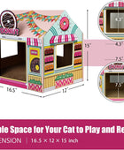 Casa de cartón para gatos con rascadorhierba gatera, (16.5 x 12 x 15 pulgadas),