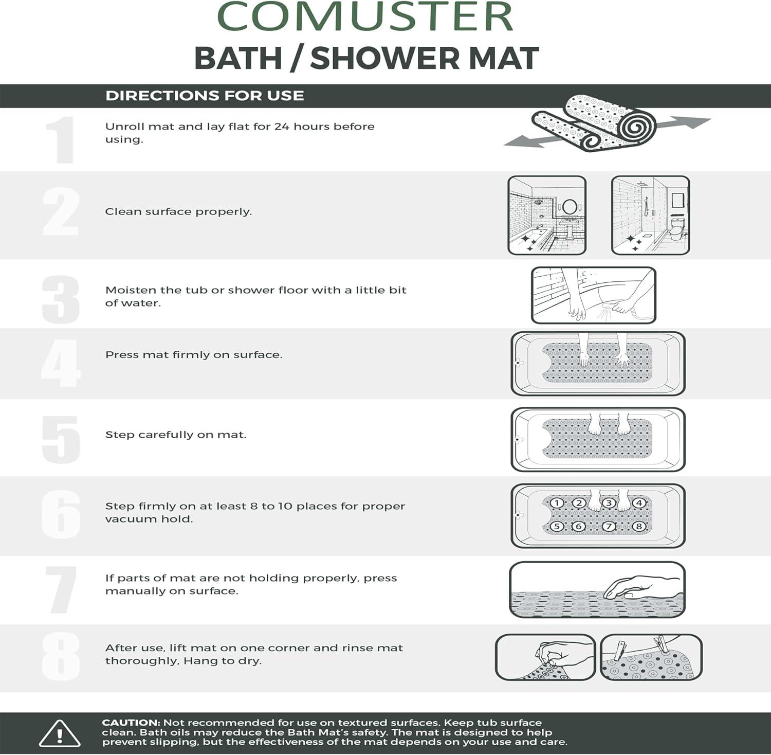 Alfombrilla extra larga antideslizante para bañera y ducha (39 x 16 pulgadas), - VIRTUAL MUEBLES
