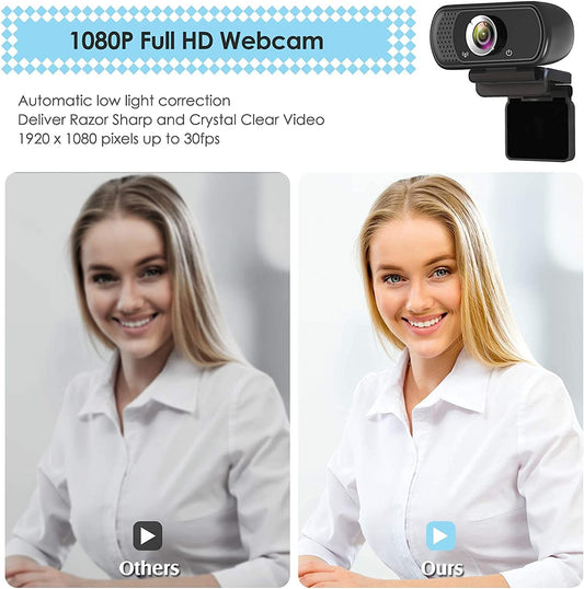 Cámara web HD 1080p, cámara web USB para computadora con micrófono, computadora