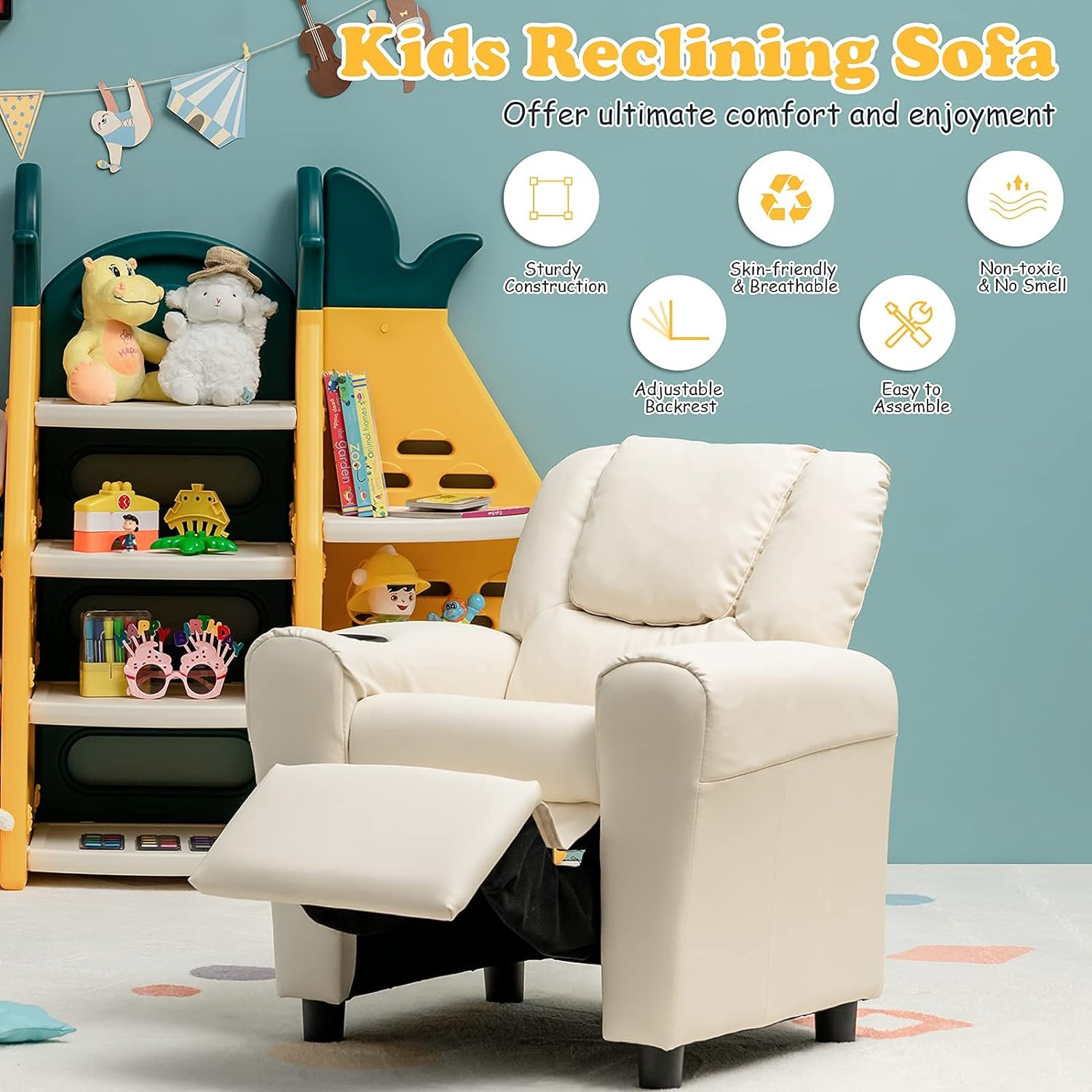 ReunionG Sofá reclinable para niños, sillón infantil con soporte para -  VIRTUAL MUEBLES