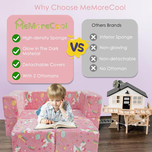 MeMoreCool Sofá modular para niños, sofá plegable para sala de juegos, silla