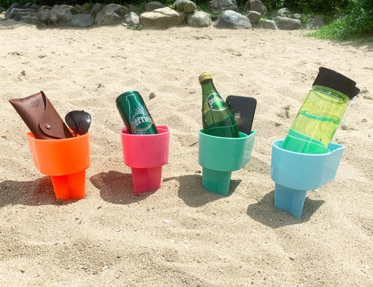 Home Queen Soporte para tazas de playa con bolsillo, soporte multifuncional - VIRTUAL MUEBLES