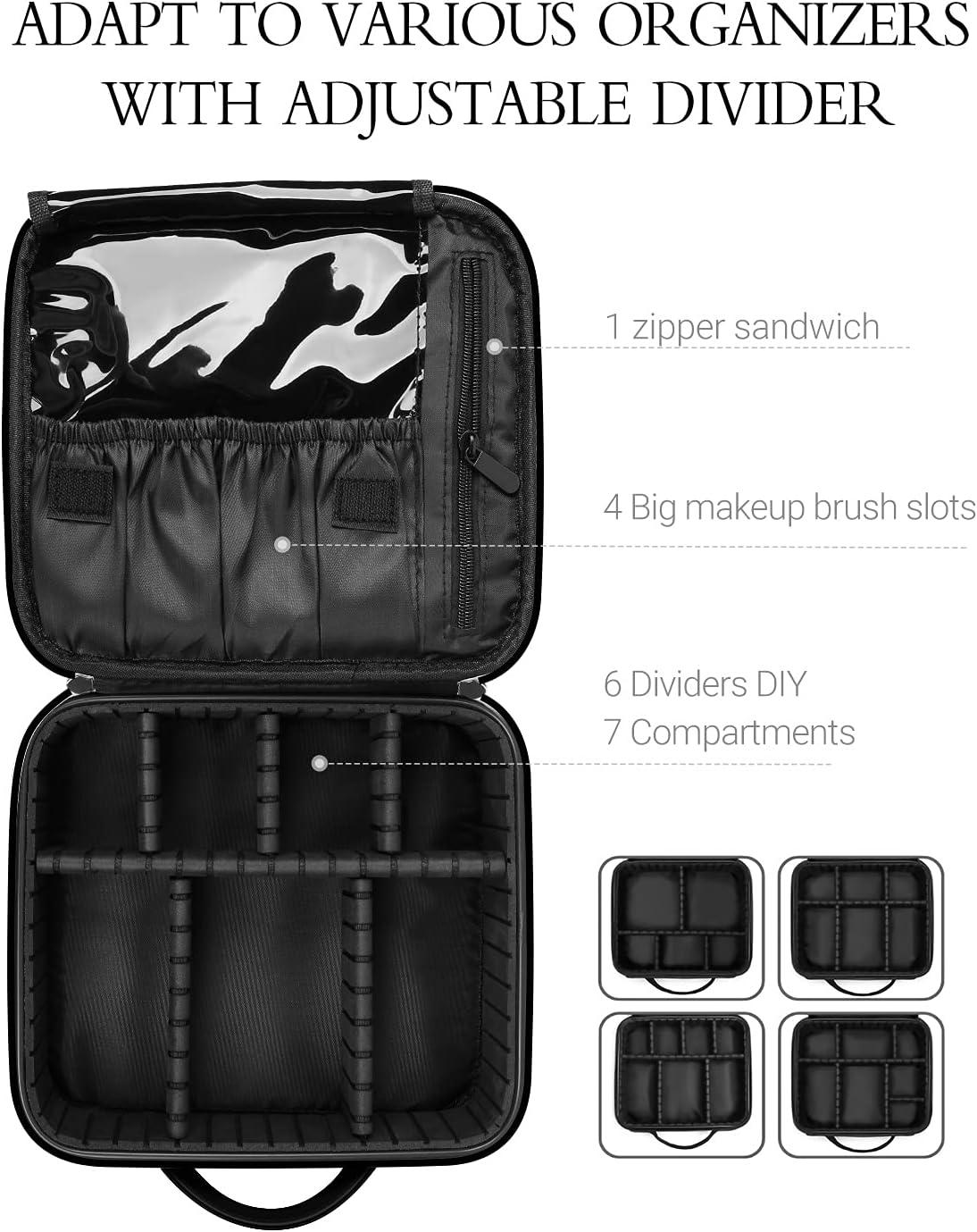 Bolsa de maquillaje de cuero, estuche de viaje para maquillaje, 3 capas de gran - VIRTUAL MUEBLES