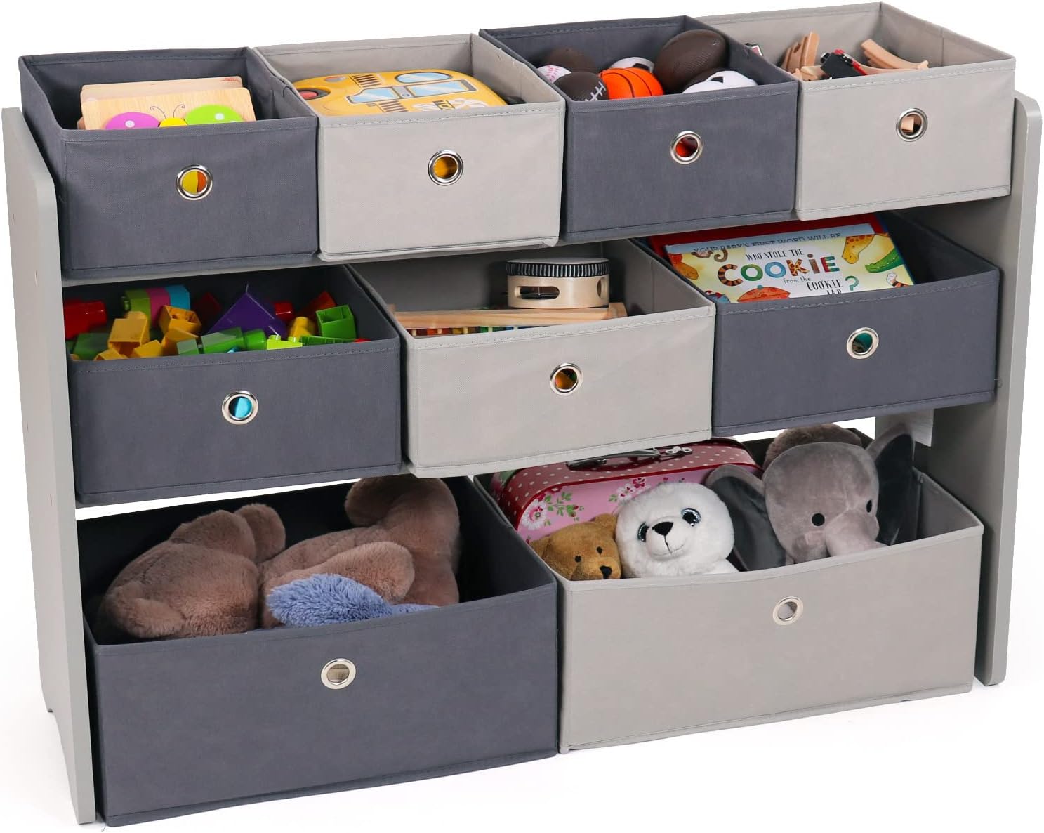 Organizador de juguetes para niños con 9 cubos de tela de almacenamiento, color