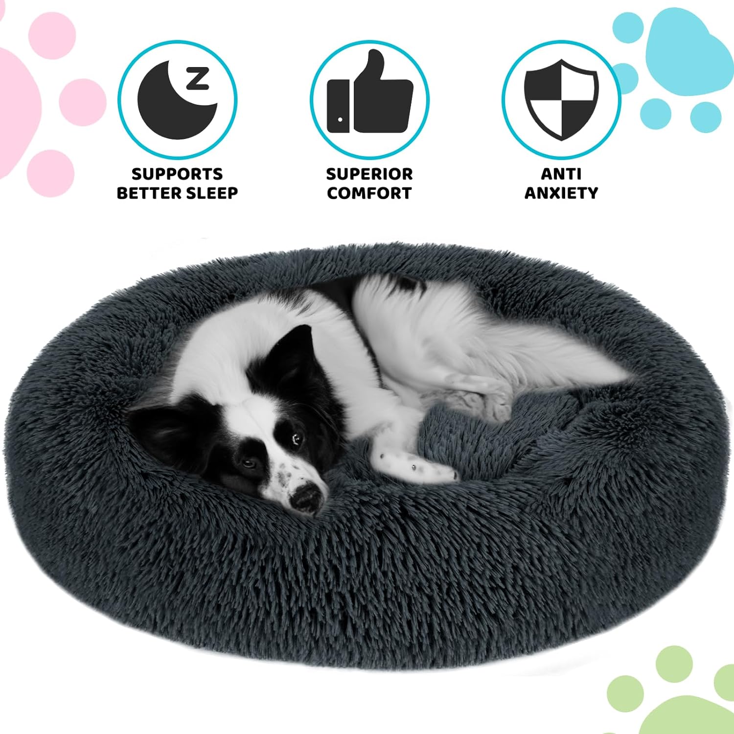Cama pequeña para perro, cama calmante antiansiedad, cálida y acogedora cama