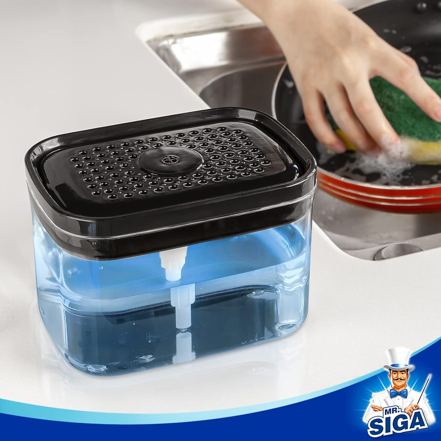 MR.SIGA Dispensador de jabón para platos para cocina, dispensador de jabón 2 en