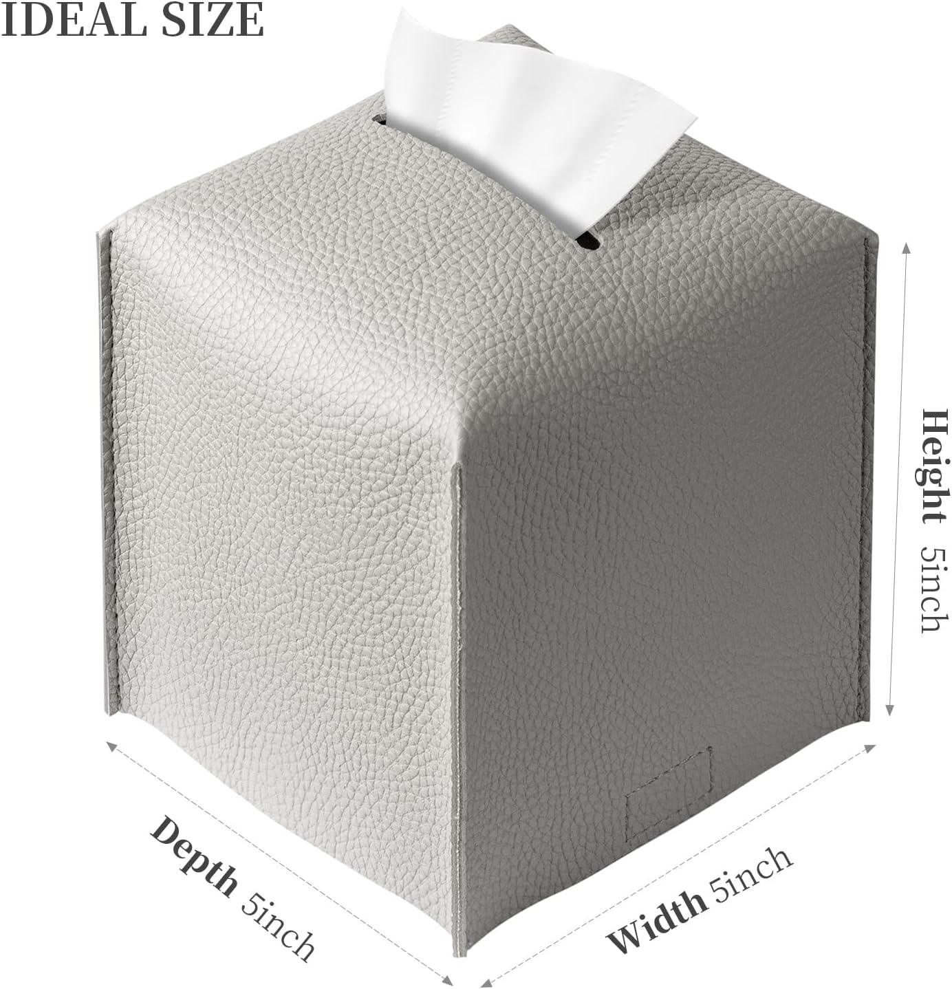 Paquete de 2 fundas para caja de pañuelos grises, soporte cuadrado de piel - VIRTUAL MUEBLES