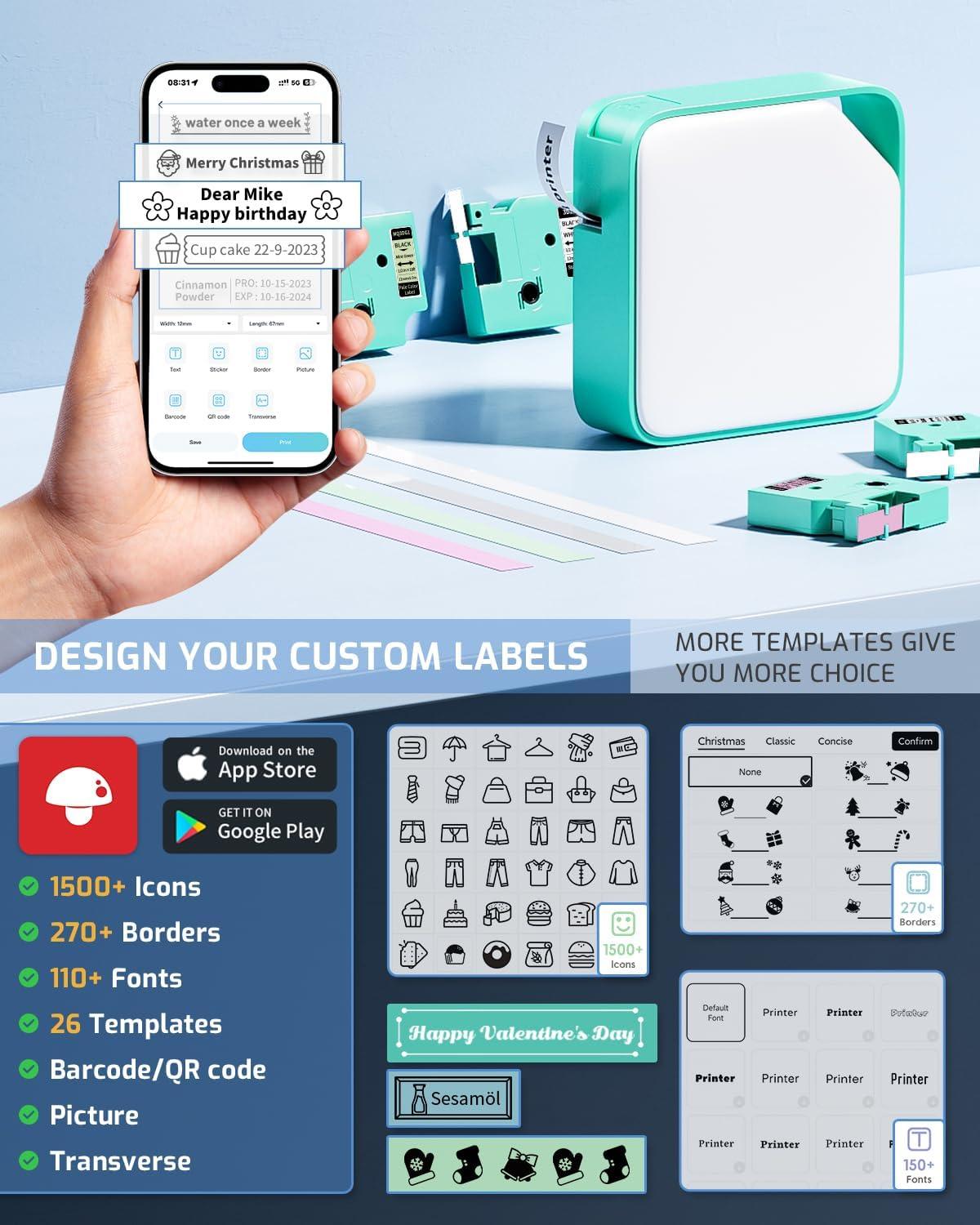 Label Makers D1600 Máquina etiquetadora, impresora portátil de etiquetas