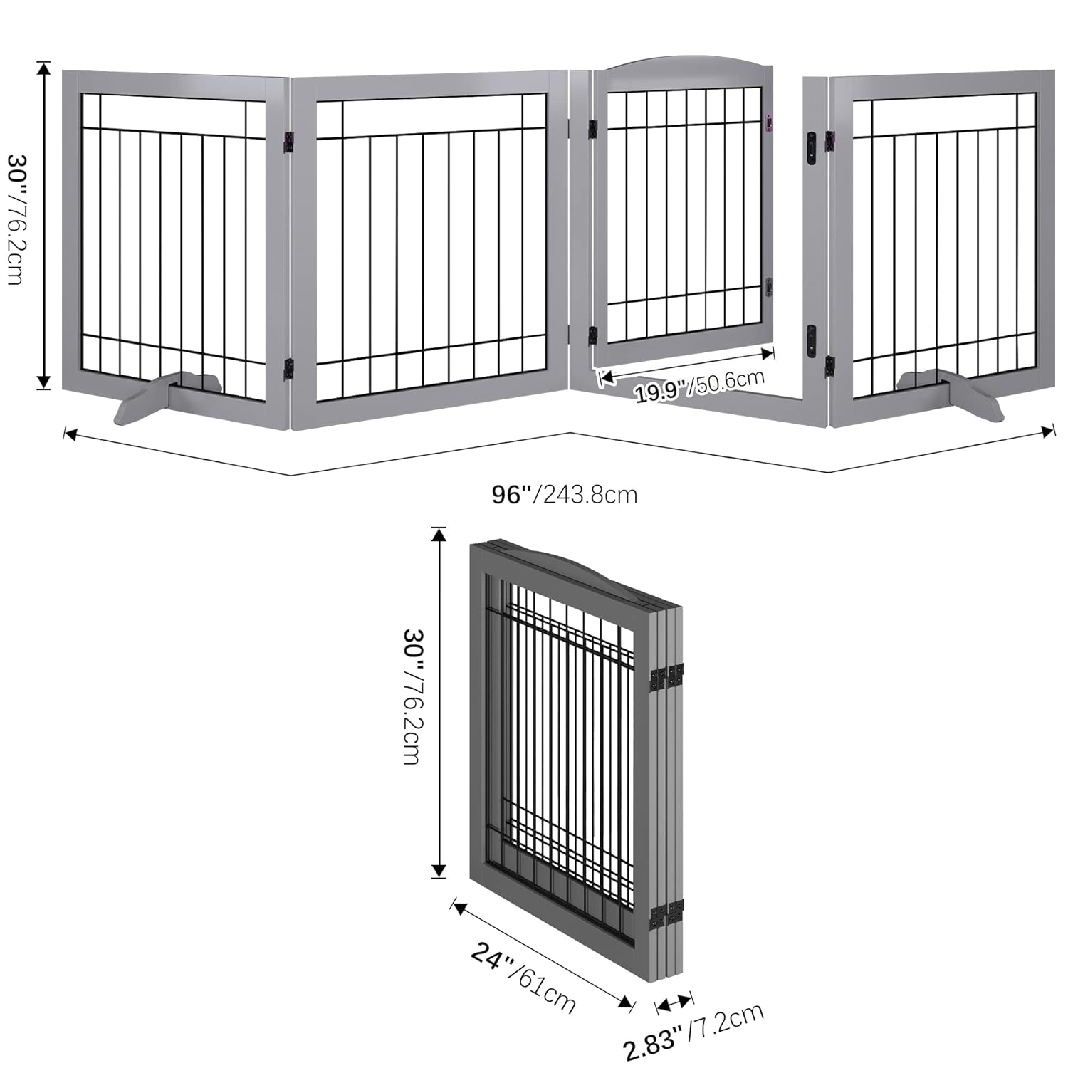 Bundaloo Puerta plegable de metal independiente para mascotas | Paneles  portátiles grandes para seguridad de perros y gatos | Puertas plegables  para
