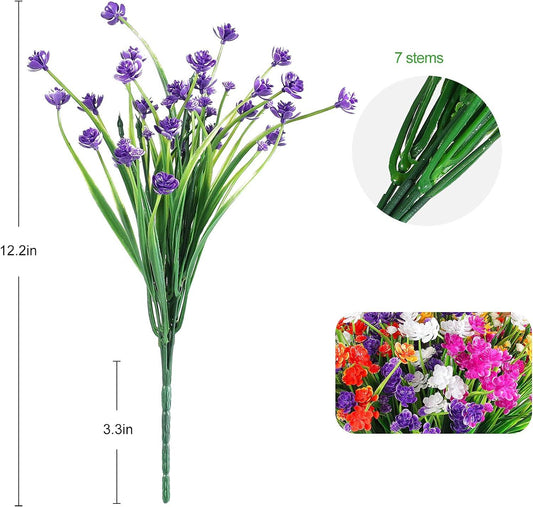 10 flores artificiales para exteriores decoración de flores de plástico - VIRTUAL MUEBLES