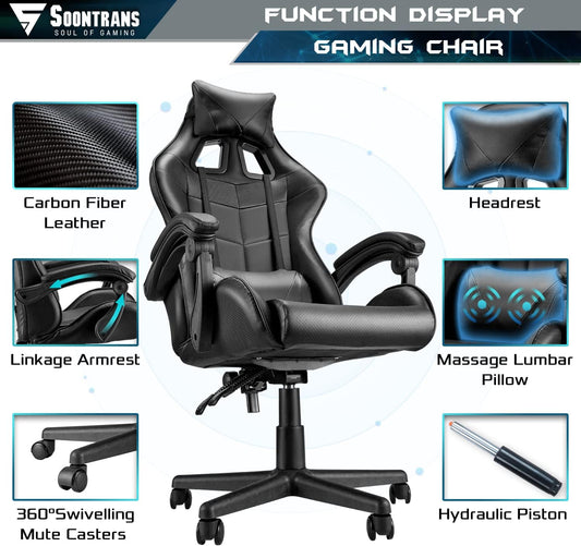 Silla negra para juegos silla de computadora de respaldo alto silla ergonómica