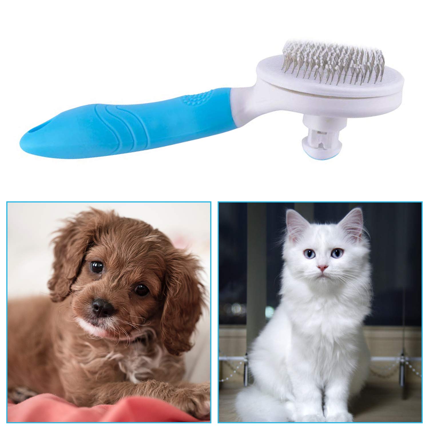 Cepillo de aseo para gatos, cepillos deslizantes de autolimpieza para perros y