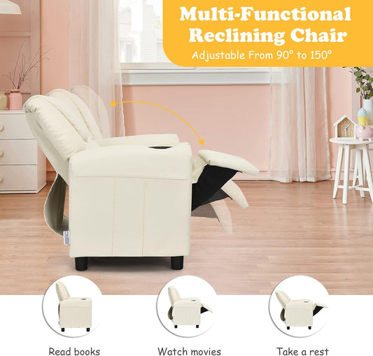 ARLIME Silla reclinable para niños, sillón tapizado con soporte para tazas,