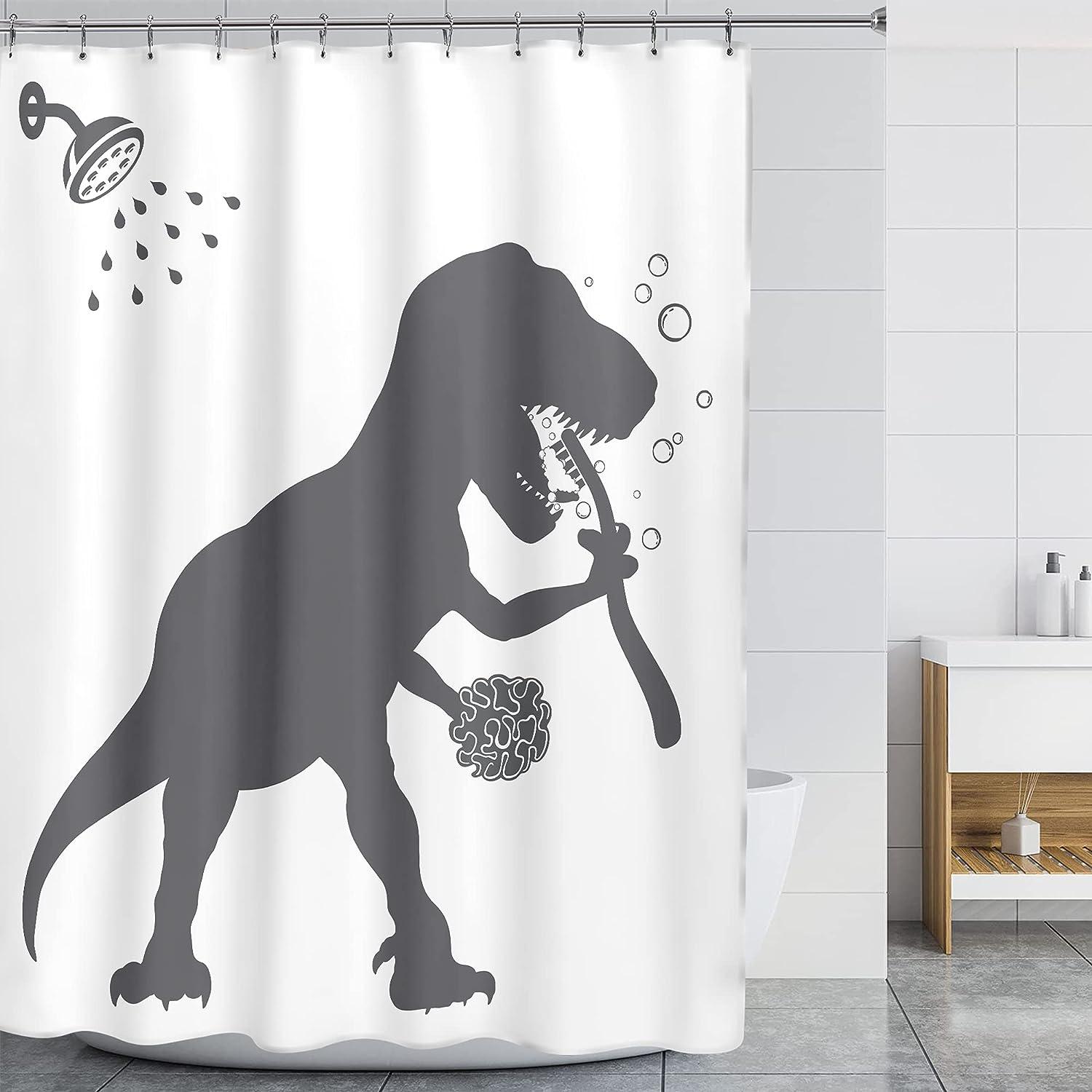 Divertida cortina de ducha de dinosaurio, cortina de ducha de dinosaur -  VIRTUAL MUEBLES