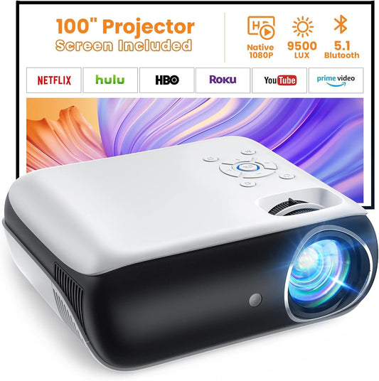 Proyector proyector Bluetooth nativo 1080P con pantalla de 100 pulgadas