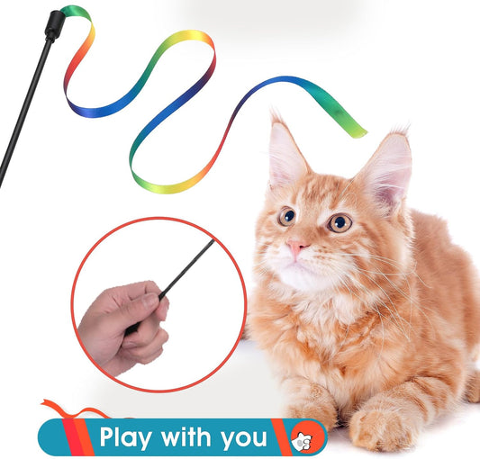 Amaxiu Juego de juguetes de varita para gatos, juguete interactivo para gatos