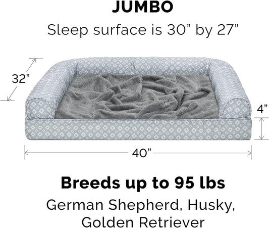 Acogedora cama de espuma viscoelástica para perros grandes con cojines