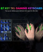 Combo de teclado y mouse TKL para juegos de 87 teclas, teclado retroiluminado