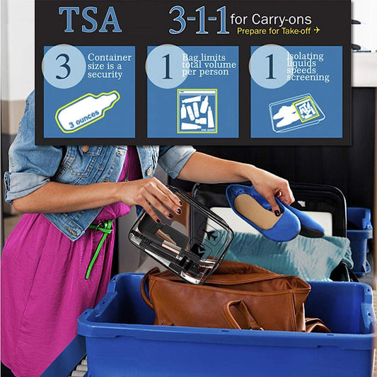 Juego de 2 bolsas de aseo transparentes aprobadas por la TSA, para viaje, para - VIRTUAL MUEBLES