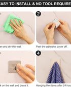 Ganchos adhesivos resistentes para pegar en la puerta de la toalla de pared,